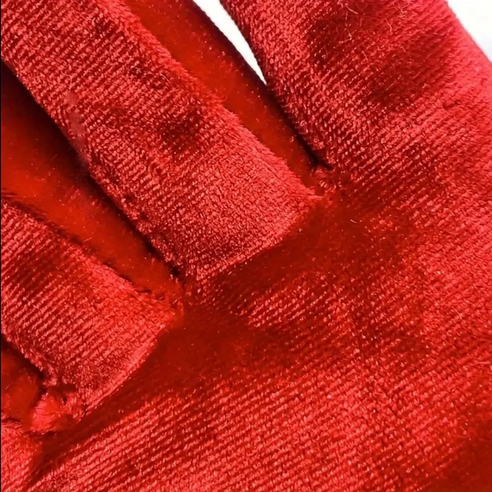 Christmas Santa Red Velvet Gloves Faux Fur NEW